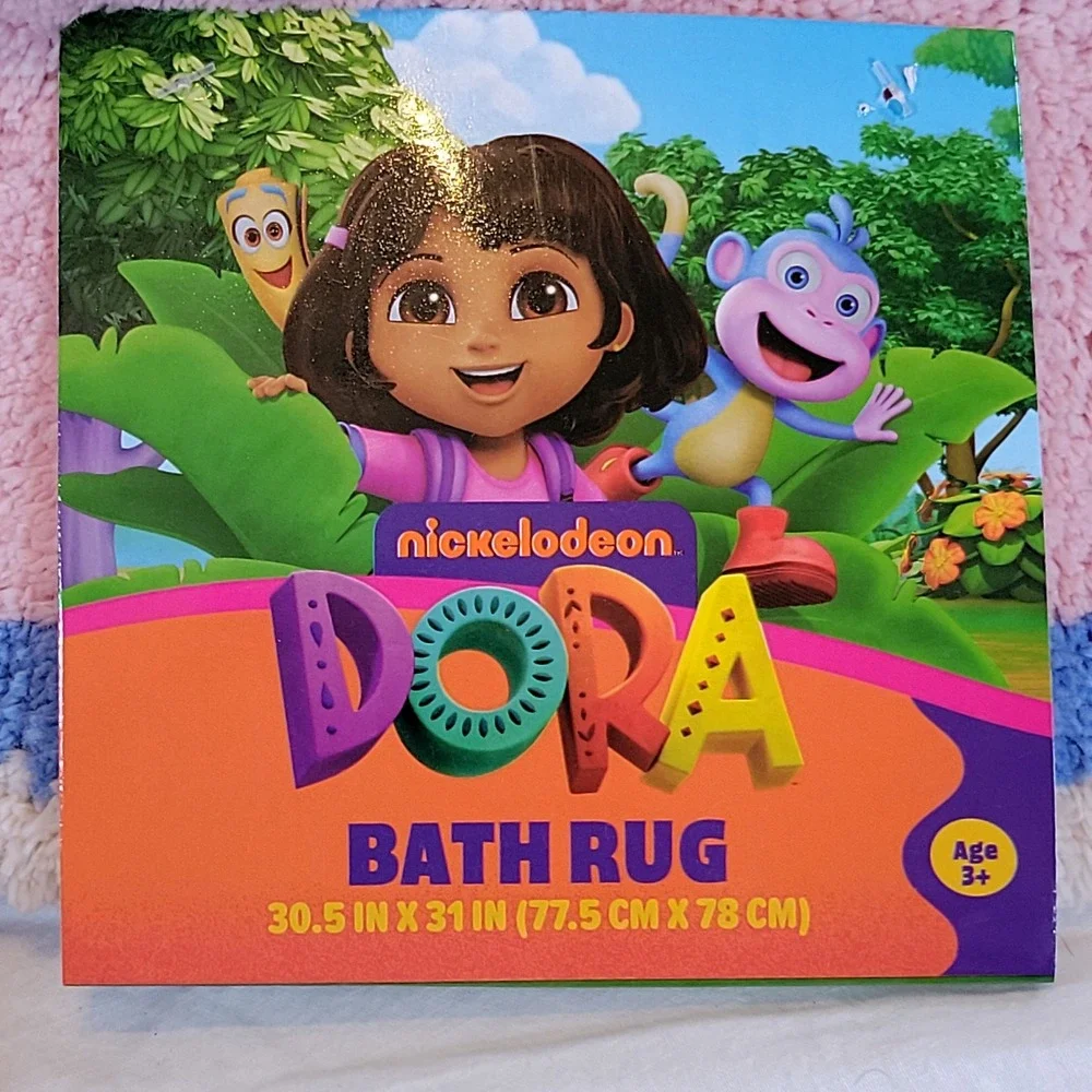 Nickelodeon Dora Boots Bath Rug Kids OS Blue Pink Monkey Cotton 30.5x31 HR451Z